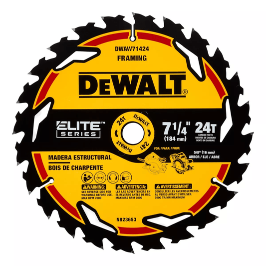 Disco De Sierra Elite Series 7 - 1/4'' Eje 5/8'' 24T - DeWALT - Herram.cl