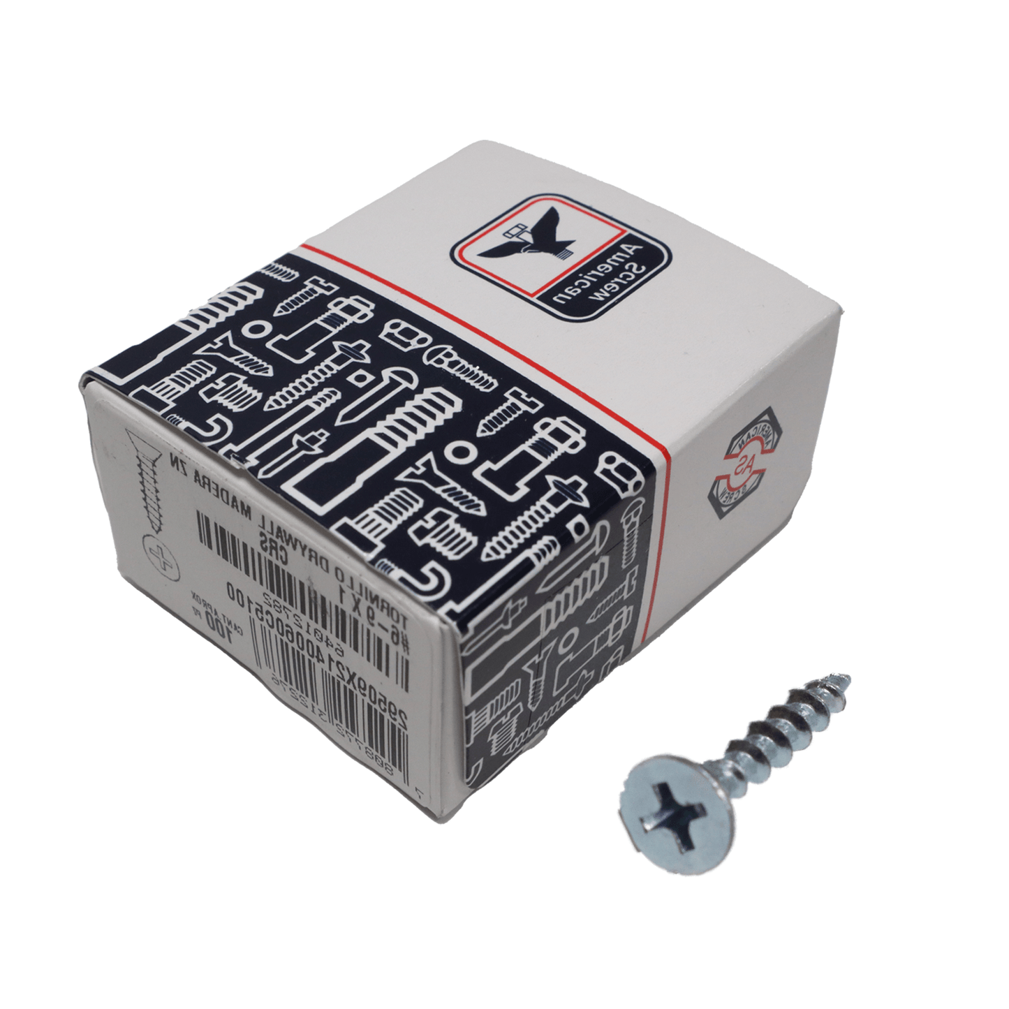 Tornillo DryWall Madera Zn 6 - 9 X 1'' 100uds.American ScreW - Herram.cl