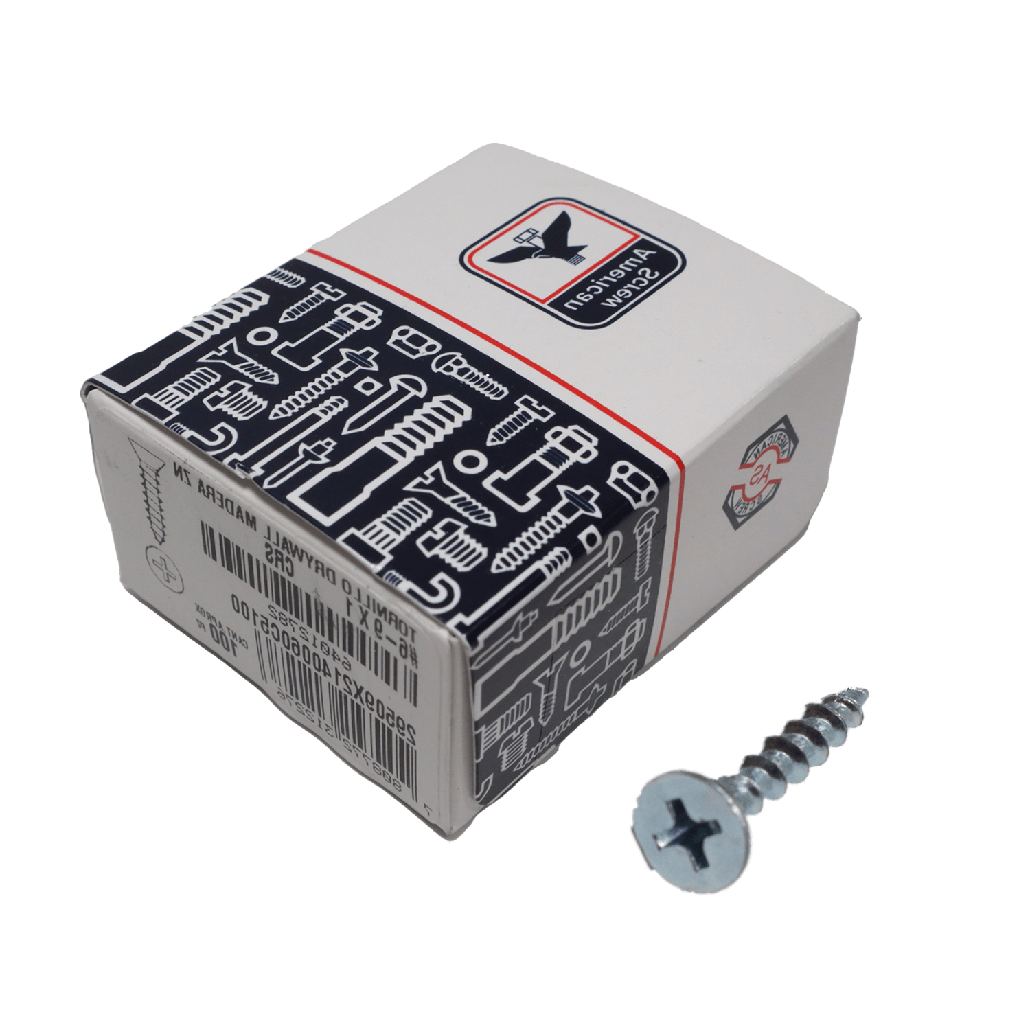 Tornillo DryWall Madera Zn 6 - 9 X 1'' 100uds.American ScreW - Herram.cl