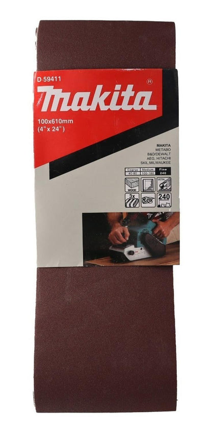 Pack 3 Lijas De Banda 4''x24'' (100x610mm) - Makita - Herram.cl