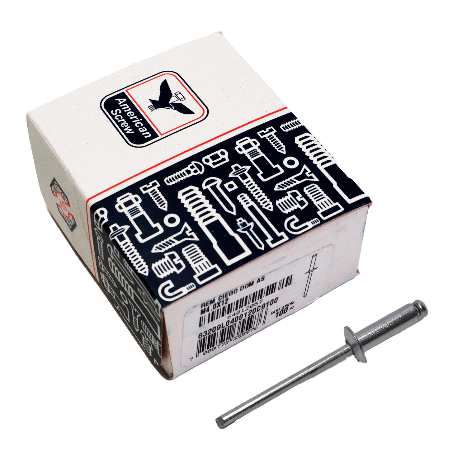 Remache Ciego Dom As M4.0x12 - 100uds. American ScreW - Herram.cl