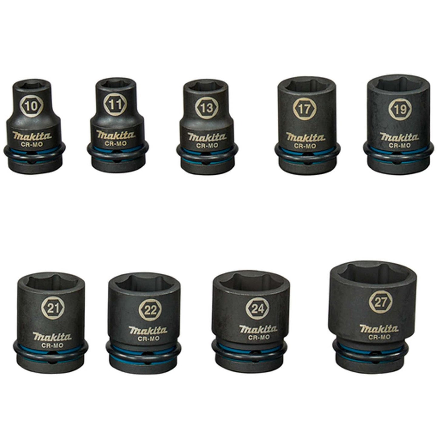 Juego Dados Impact Black 1/2'' (10 - 27mm) 9 Pzas - Makita - Herram.cl