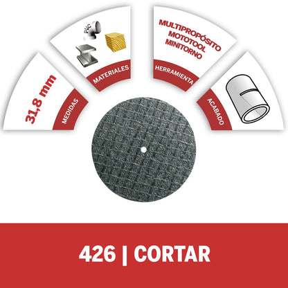 5 Discos Reforzado De Corte 31,8 x 1,1mm (426) - Dremel - Herram.cl