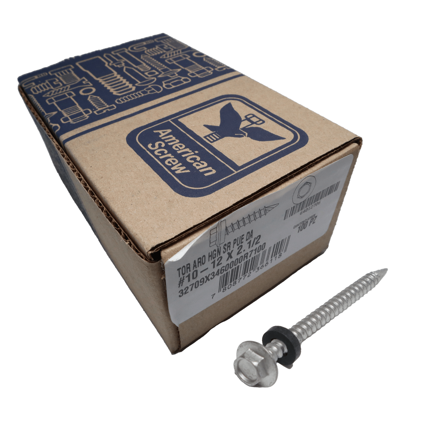 Tornillo Techo Espada 10 - 12 X 2.1/2'' 100uds.American ScreW - Herram.cl