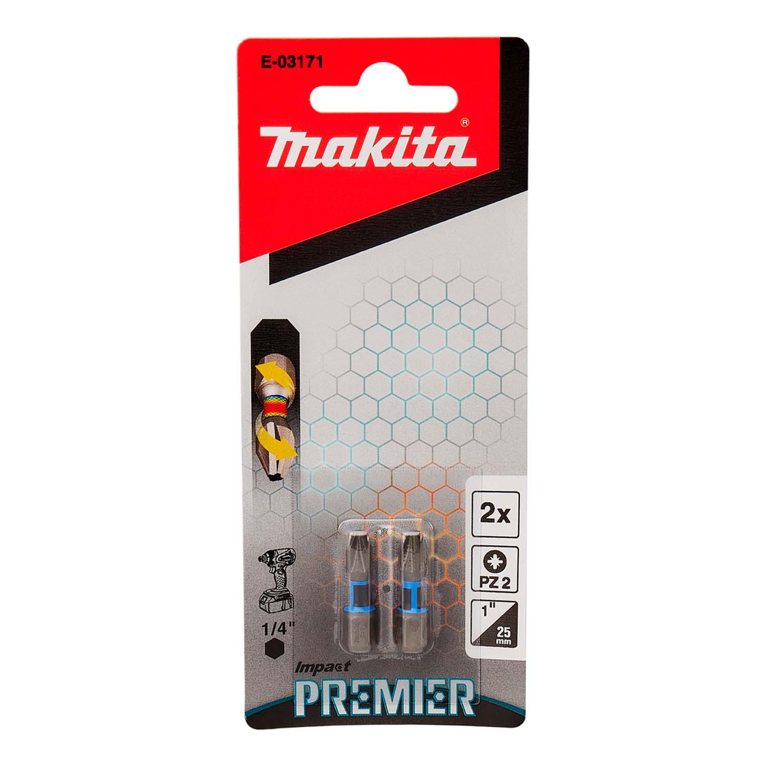 Puntas Impact Premier PZ2 - 25mm 2 Pzas - Makita - Herram.cl