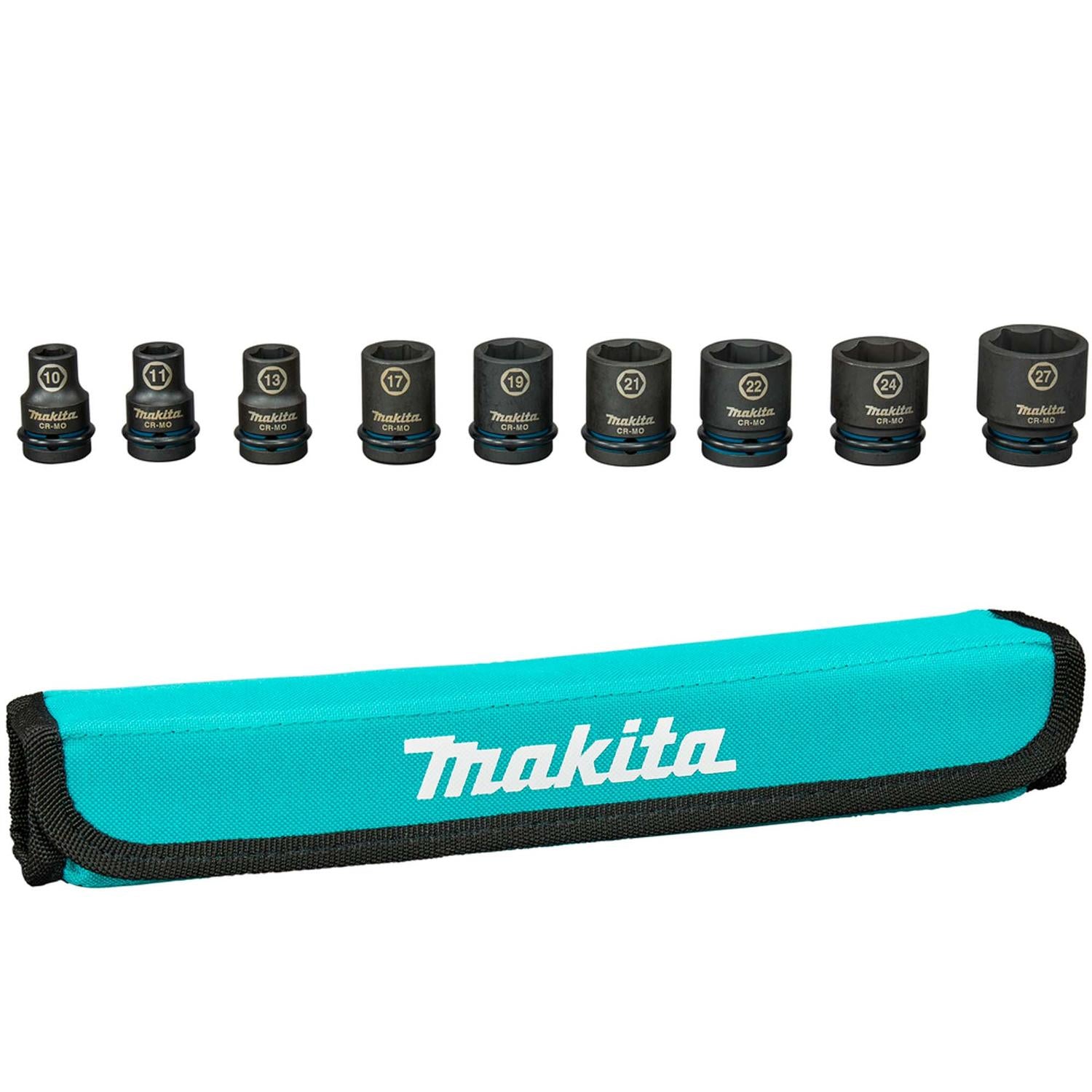 Juego Dados Impact Black 1/2'' (10 - 27mm) 9 Pzas - Makita - Herram.cl