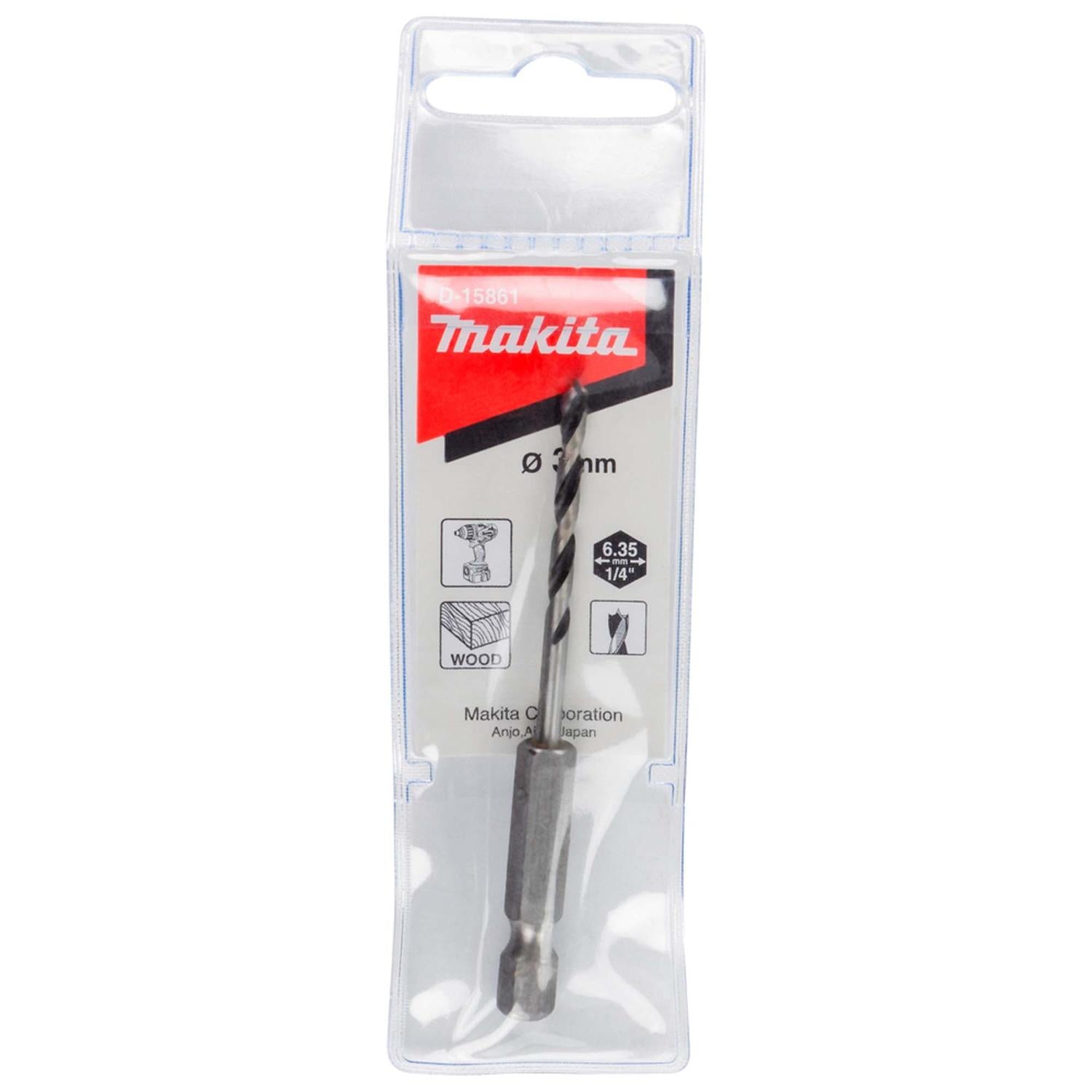 Broca Para Madera 3x75mm (Toma Hex. 1/4'') - Makita - Herram.cl