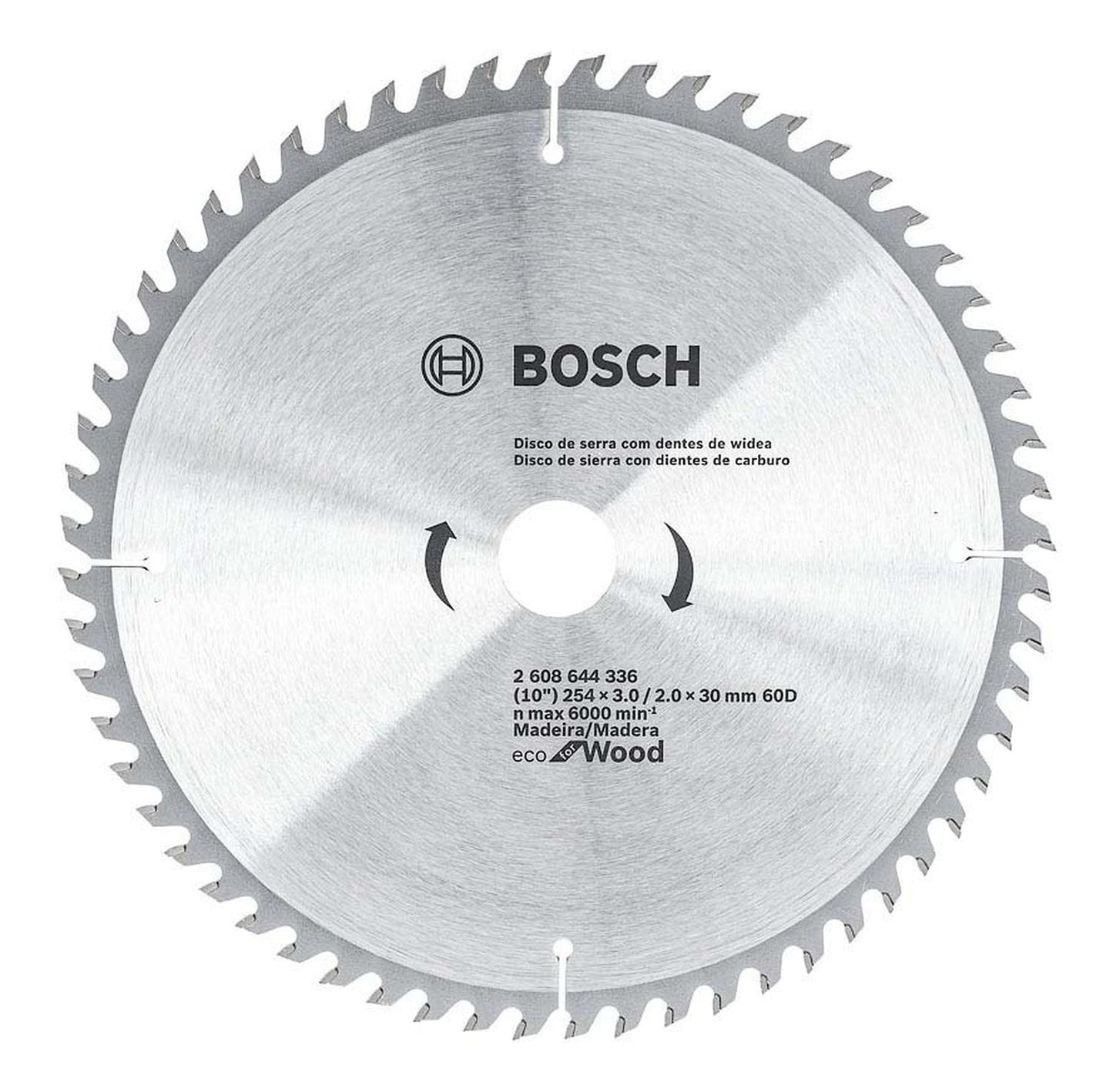 Disco De Sierra Circular 10'' Eje 30mm 60 Dientes - Bosch - Herram.cl