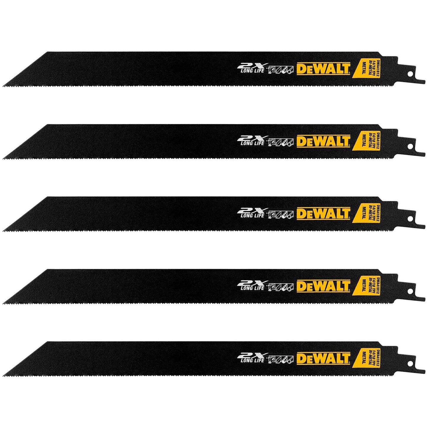Pack 5 Hojas De Sierra Sable 2X Metal 12'' 14 - 18 TPI - DeWALT - Herram.cl
