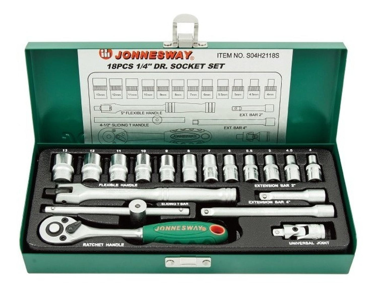 Juego De Dados ¼ 18 Piezas - JonnesWay - Herram.cl