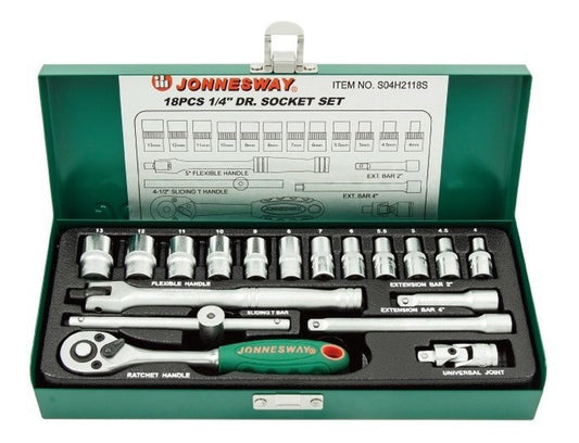 Juego De Dados ¼ 18 Piezas - JonnesWay - Herram.cl