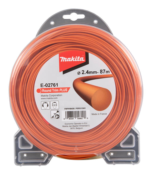 Hilo Nylon redondo naranjo 2,4mm x 87m Orilladora Makita - Herram.cl