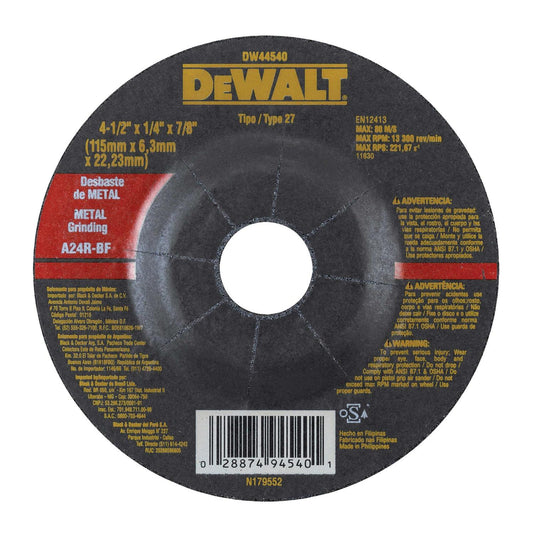 Disco De Desbaste METAL 4 - 1/2''x6,3x22,23mm - Dewalt - Herram.cl