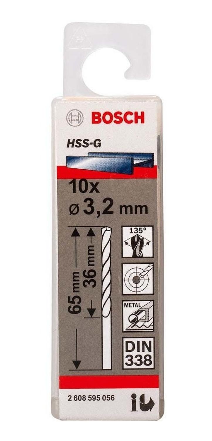 Pack 10 Brocas Para Metal HSS - G 3,2mm - Bosch - Herram.cl