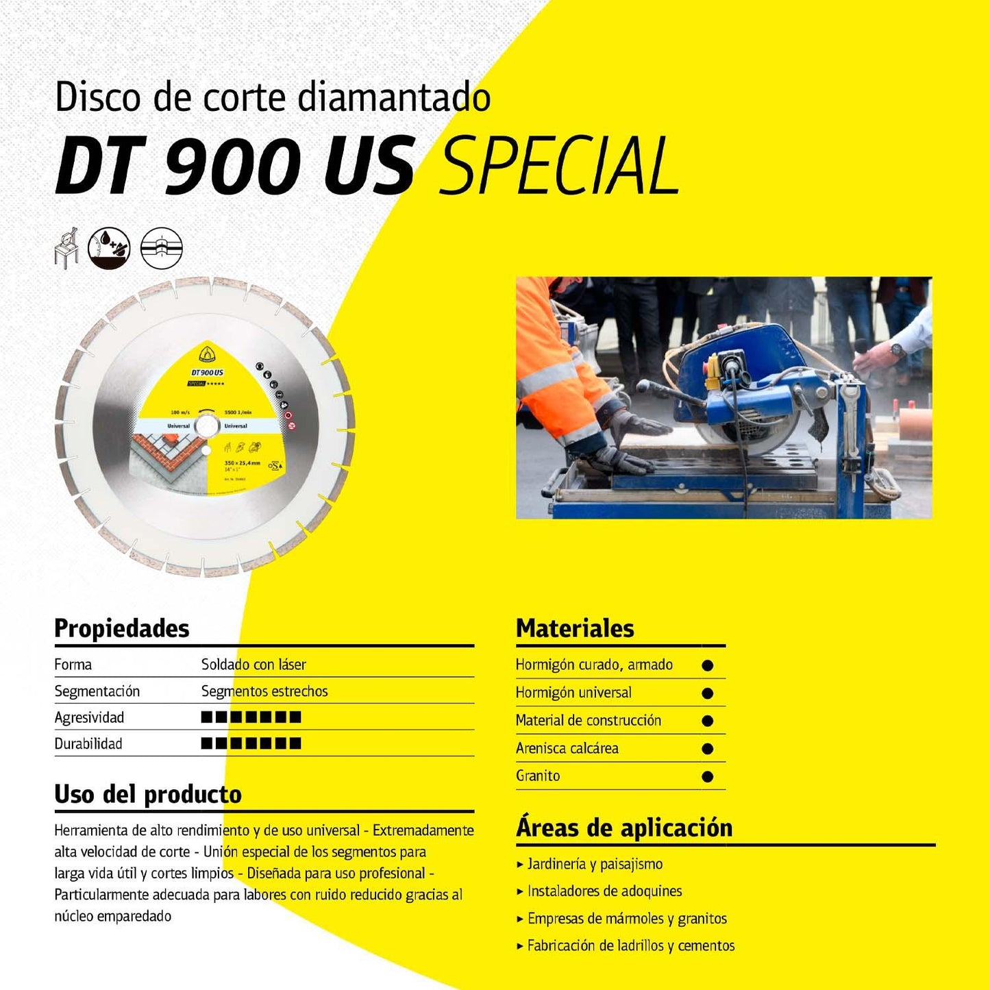 Disco Diamantado DT900US Especial 14''x1'' - Klingspor - Herram.cl