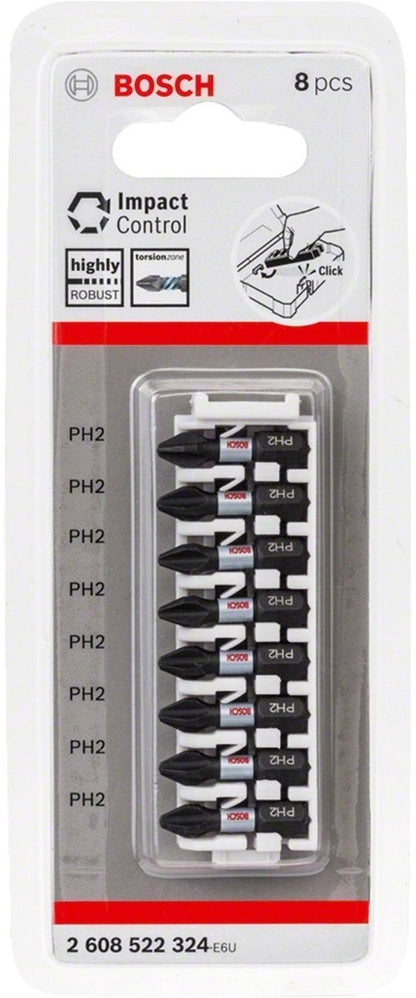 8 Puntas Ph2 X 25mm Impact Control Bosch 2608.522.324 - 000 - Herram.cl