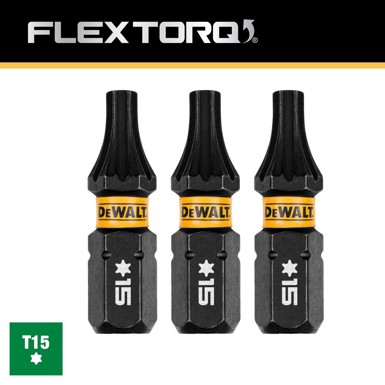 Puntas FLEXTORQ T15 - 1'' (25.4mm) 3 Pzas - DeWALT - Herram.cl