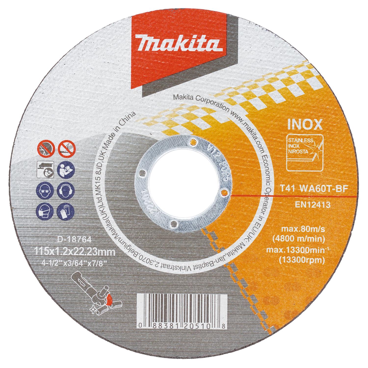 Disco de Corte Acero Inox 4 1/2''x1,2mm - Makita - Herram.cl