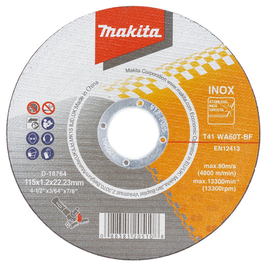 Disco de Corte Acero Inox 4 1/2''x1,2mm - Makita - Herram.cl