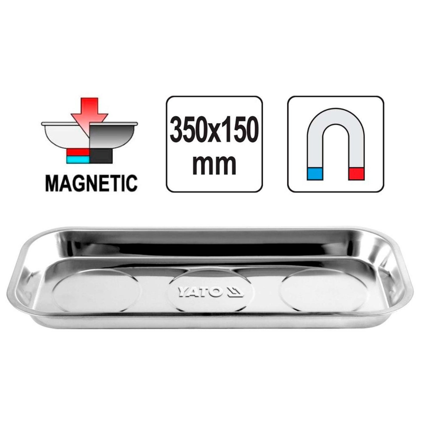 Bandeja magnética rectangular 350x150mm - Yato - Herram.cl