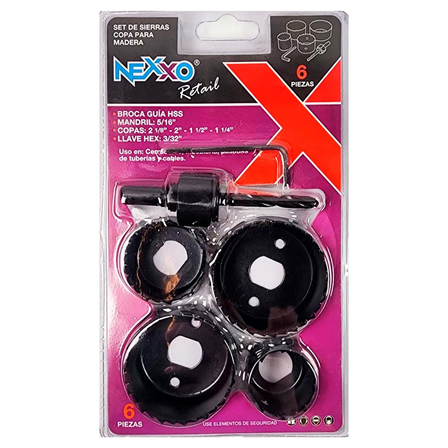 Juego de Sierras copa para madera 6 Pzas - Nexxo - Herram.cl
