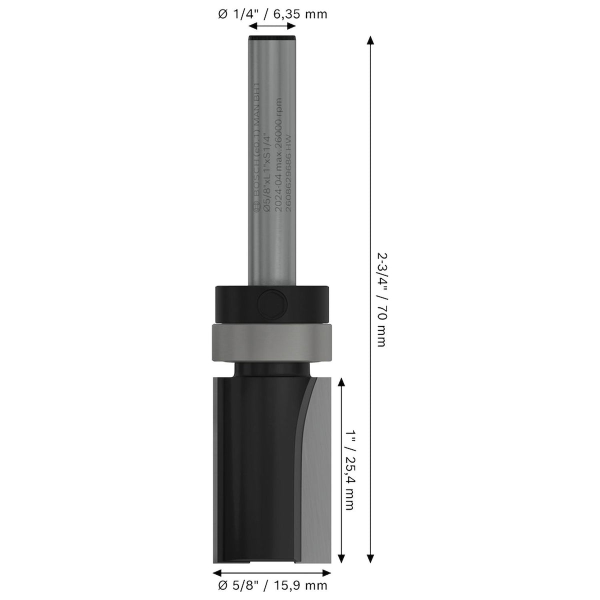 Fresa Enrasar PRO Rodamiento Superior 15,9mm 1/4'' - Bosch - Herram.cl