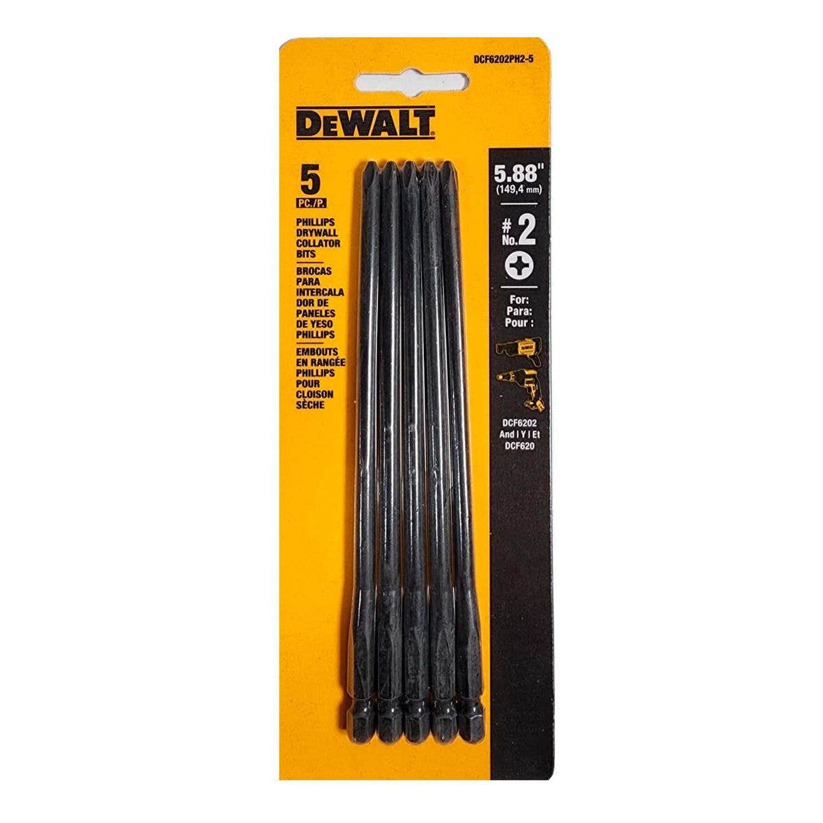 Pack 5 Puntas PH2 6'' para DCF6202 DeWalt DCF6202PH2-5 - Herram.cl