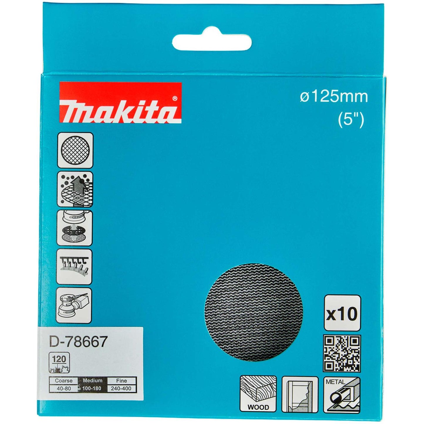 Pack 10 Discos Malla Abrasiva con Velcro 5'' (125mm) - Makita - Herram.cl