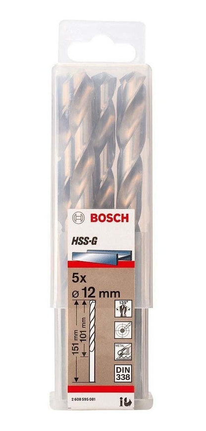 Caja Con 5 Unidades Broca Para Metal Bosch HSS - G 12mm - Herram.cl