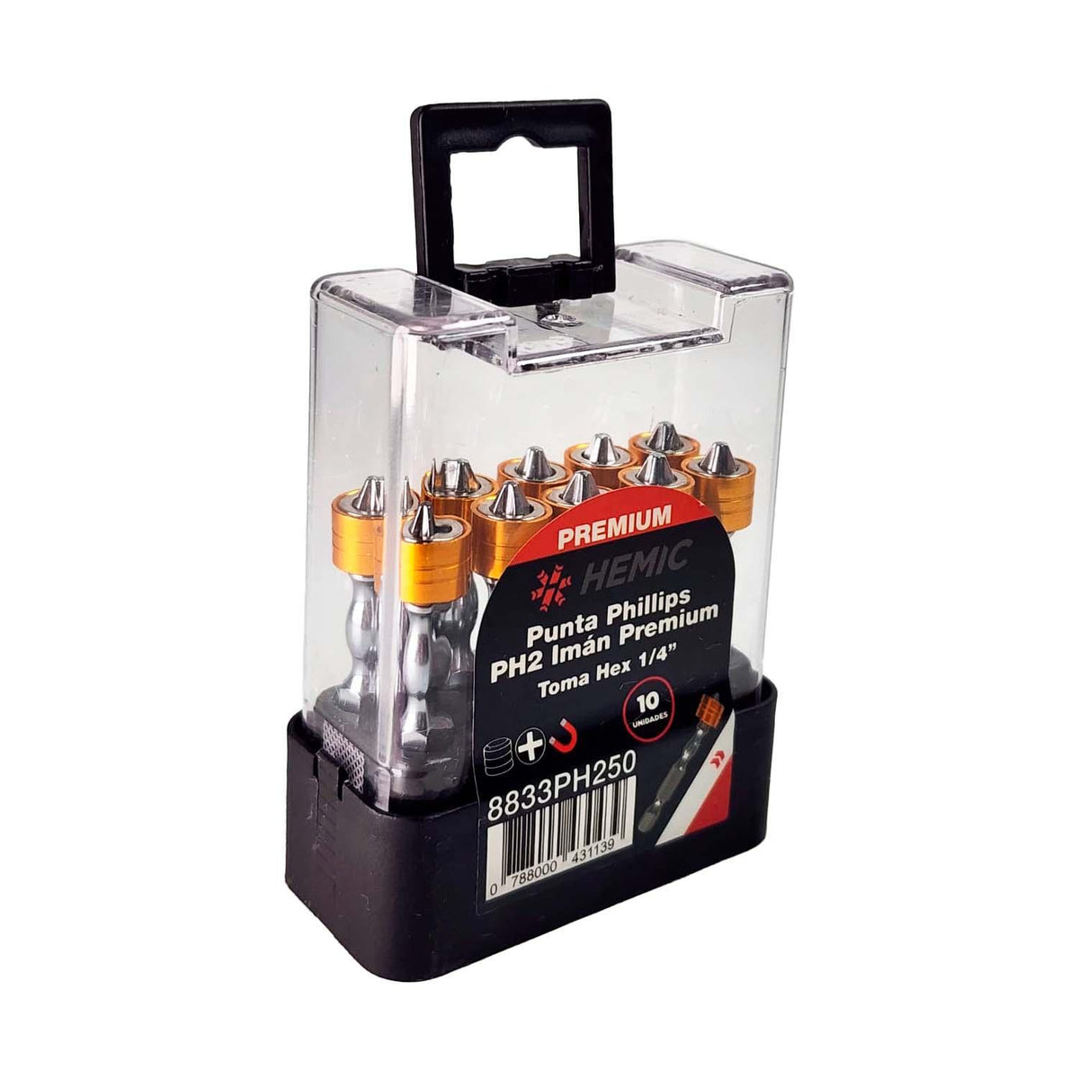 Pack 10 Puntas Phillips PH2x50mm Imán Premium - HEMIC - Herram.cl