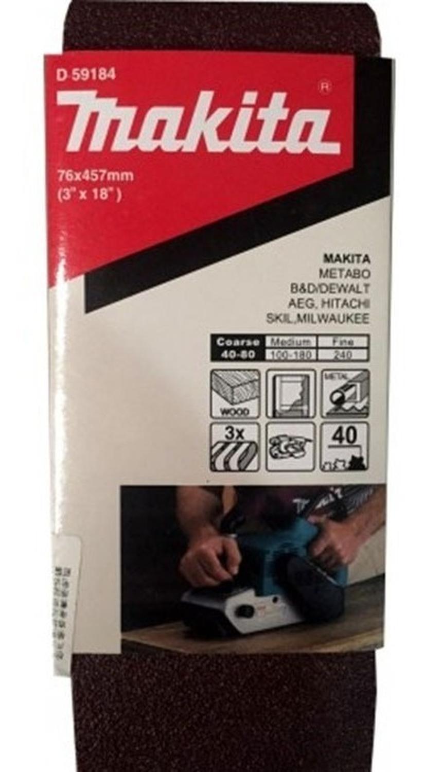 Pack 3 Lijas De Banda 3''x18'' (76x457mm) - Makita - Herram.cl