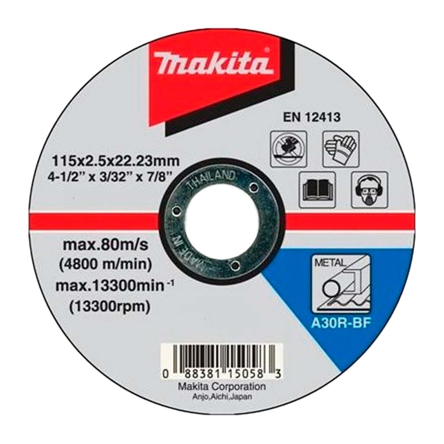 Pack 5 Discos Corte Recto Metal 4 - 1/2'' 2,5mm - Makita - Herram.cl
