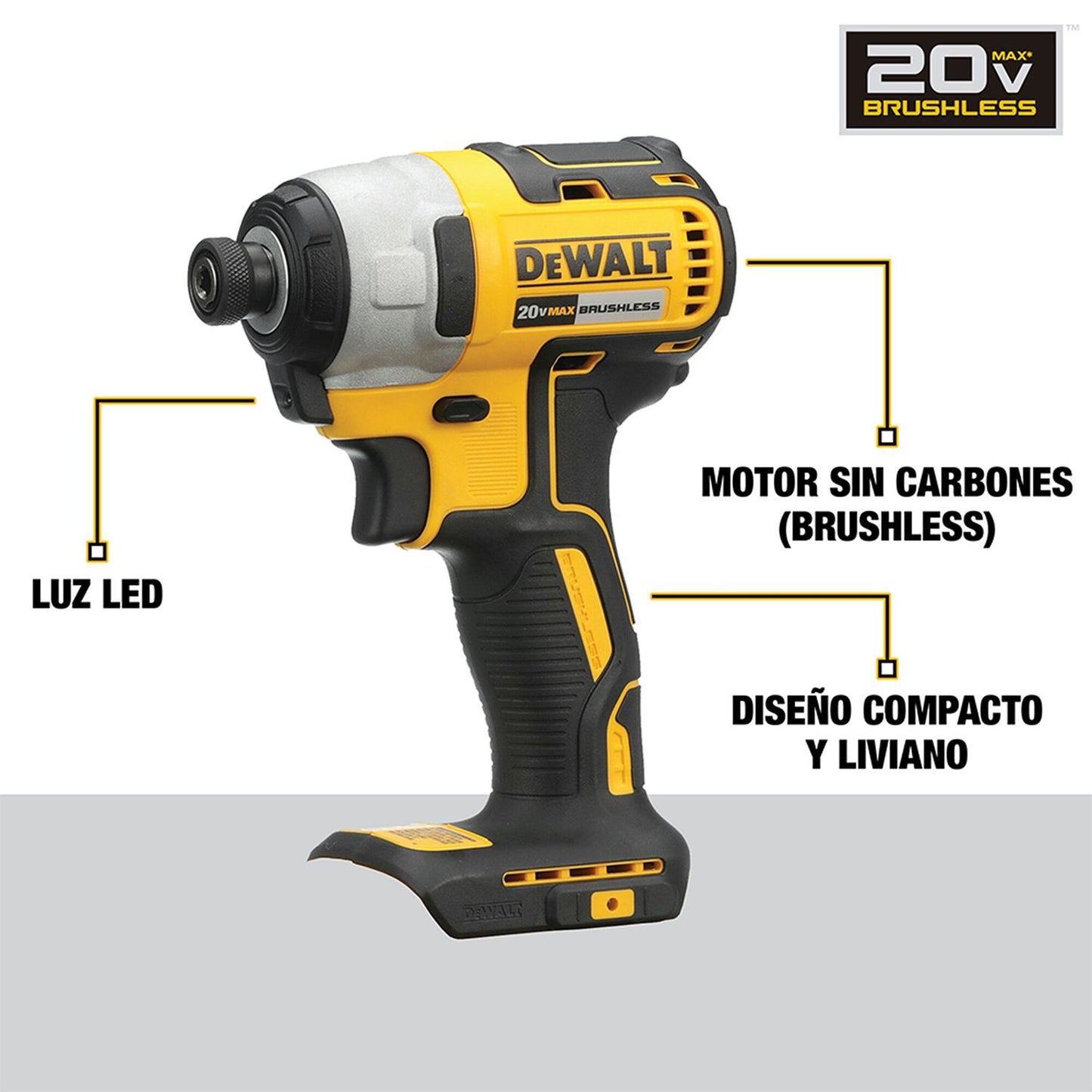 Atornillador De Impacto 1/4'' 20V +2 Baterias + carg. - DeWALT - Herram.cl