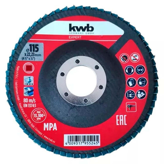 Disco Traslapado/Falp Inox 4 - 1/2'' Zirconio - kwb - Herram.cl