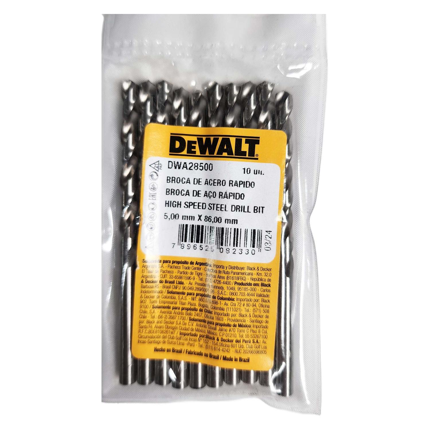 Brocas Para Metal HSS 5mm 10 Pzas - DeWALT - Herram.cl