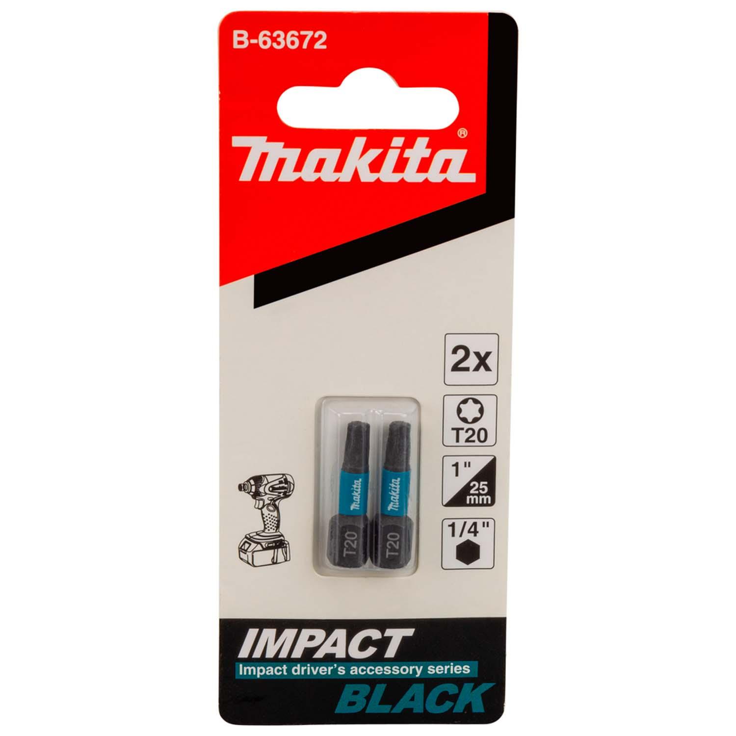 Puntas Impact Black T20 - 25mm 2 Pzas - Makita - Herram.cl