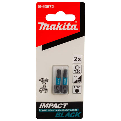 Puntas Impact Black T20 - 25mm 2 Pzas - Makita - Herram.cl