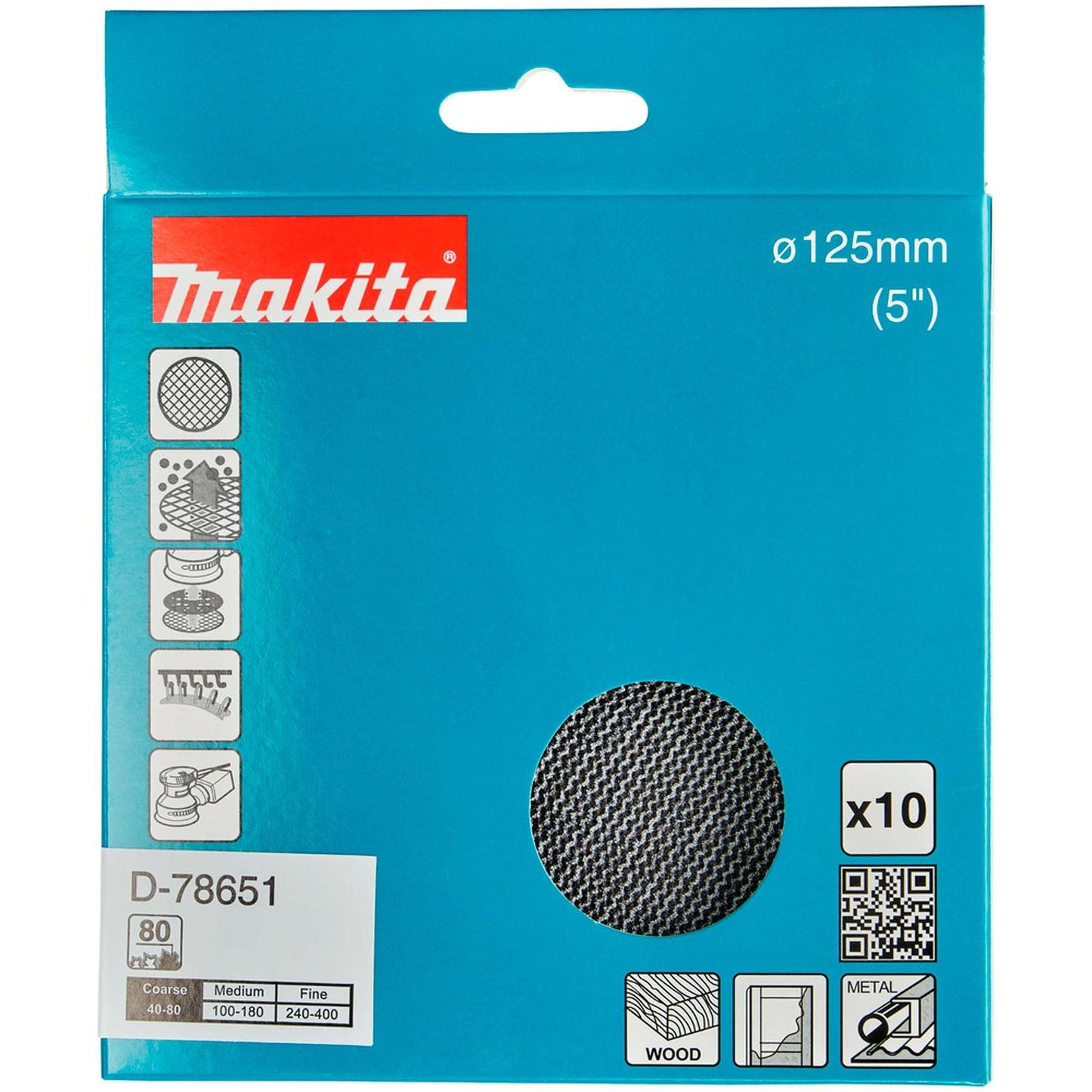 Pack 10 Discos Malla Abrasiva con Velcro 5'' (125mm) - Makita - Herram.cl