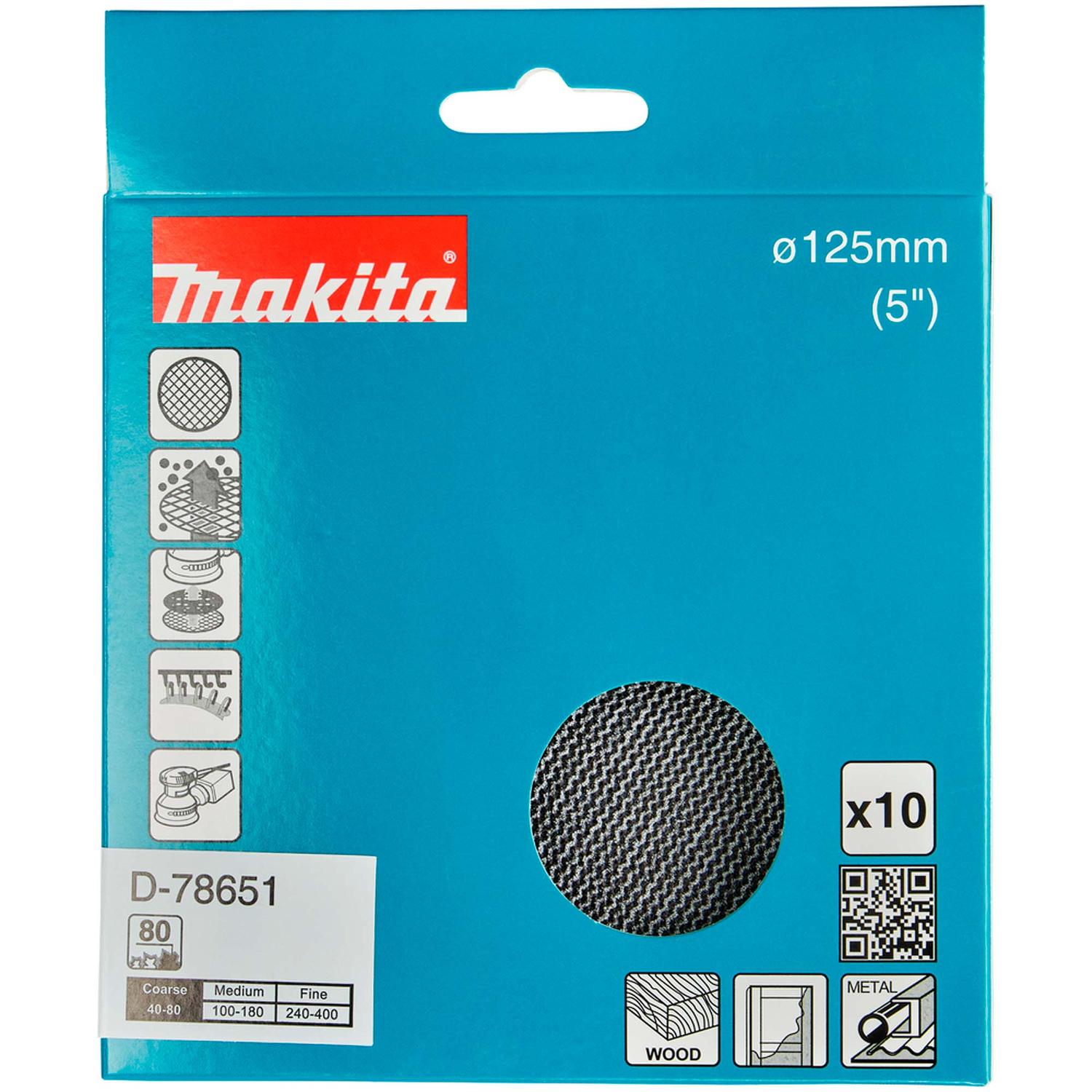 Pack 10 Discos Malla Abrasiva con Velcro 5'' (125mm) - Makita - Herram.cl