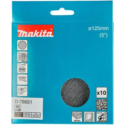 Pack 10 Discos Malla Abrasiva con Velcro 5'' (125mm) - Makita - Herram.cl