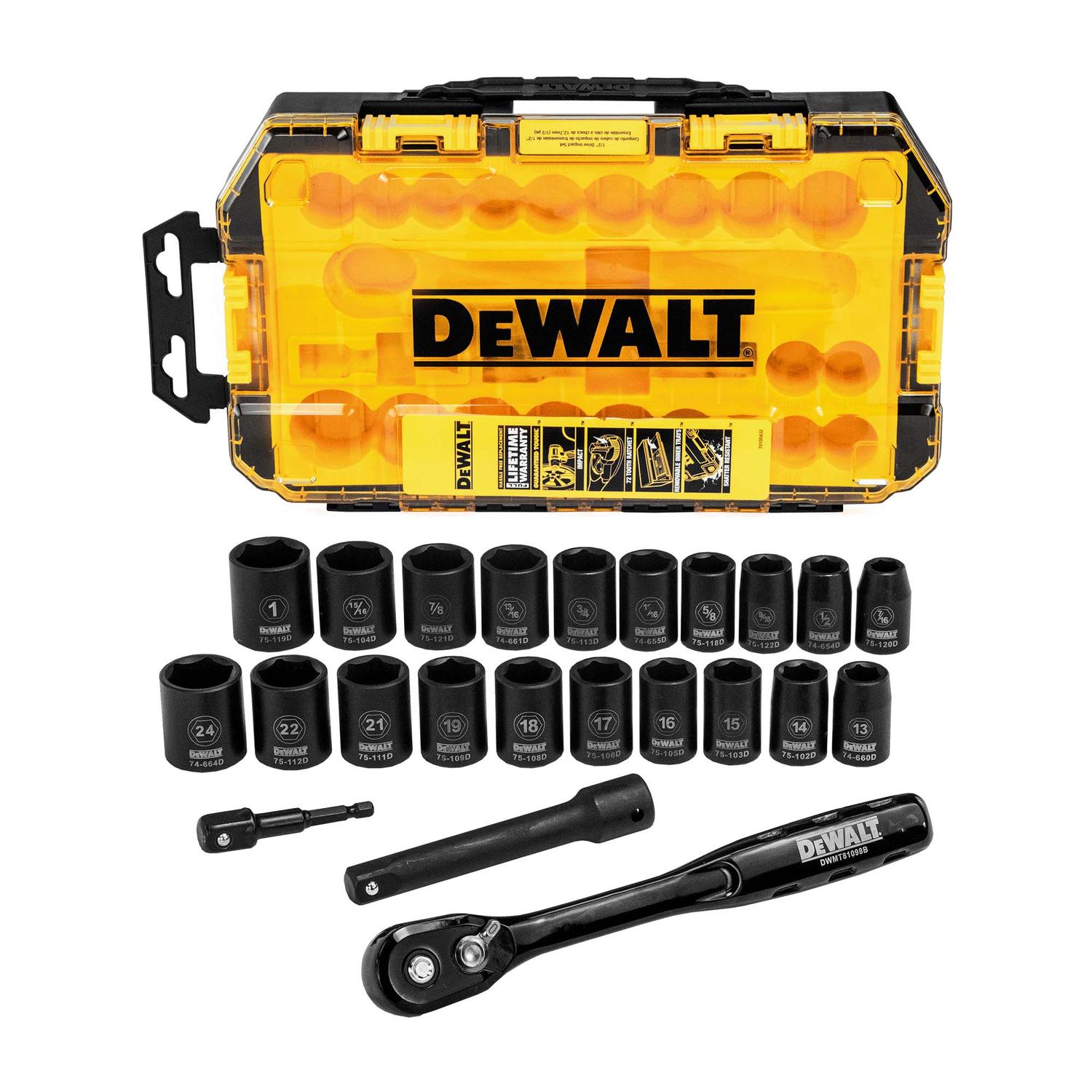 Juego de Dados de Impacto 1/2'' 23 Pzas - DeWALT - Herram.cl