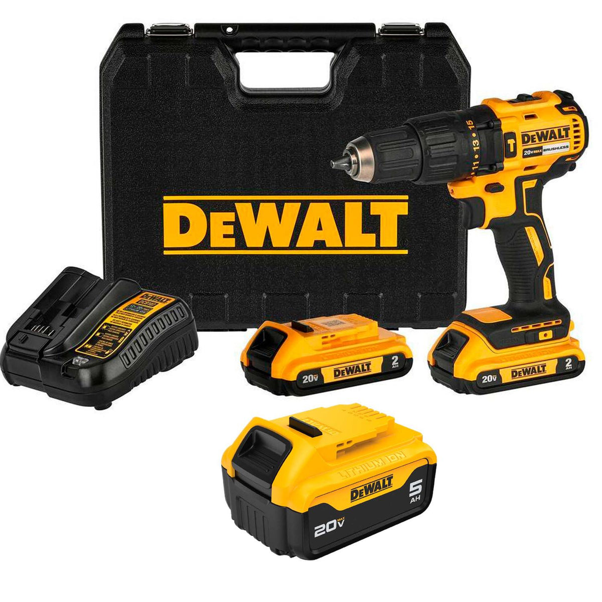 Taladro Percutor 20 V 13mm 2 Bat. 2Ah + 1 Bat.5 Ah - DeWALT - Herram.cl