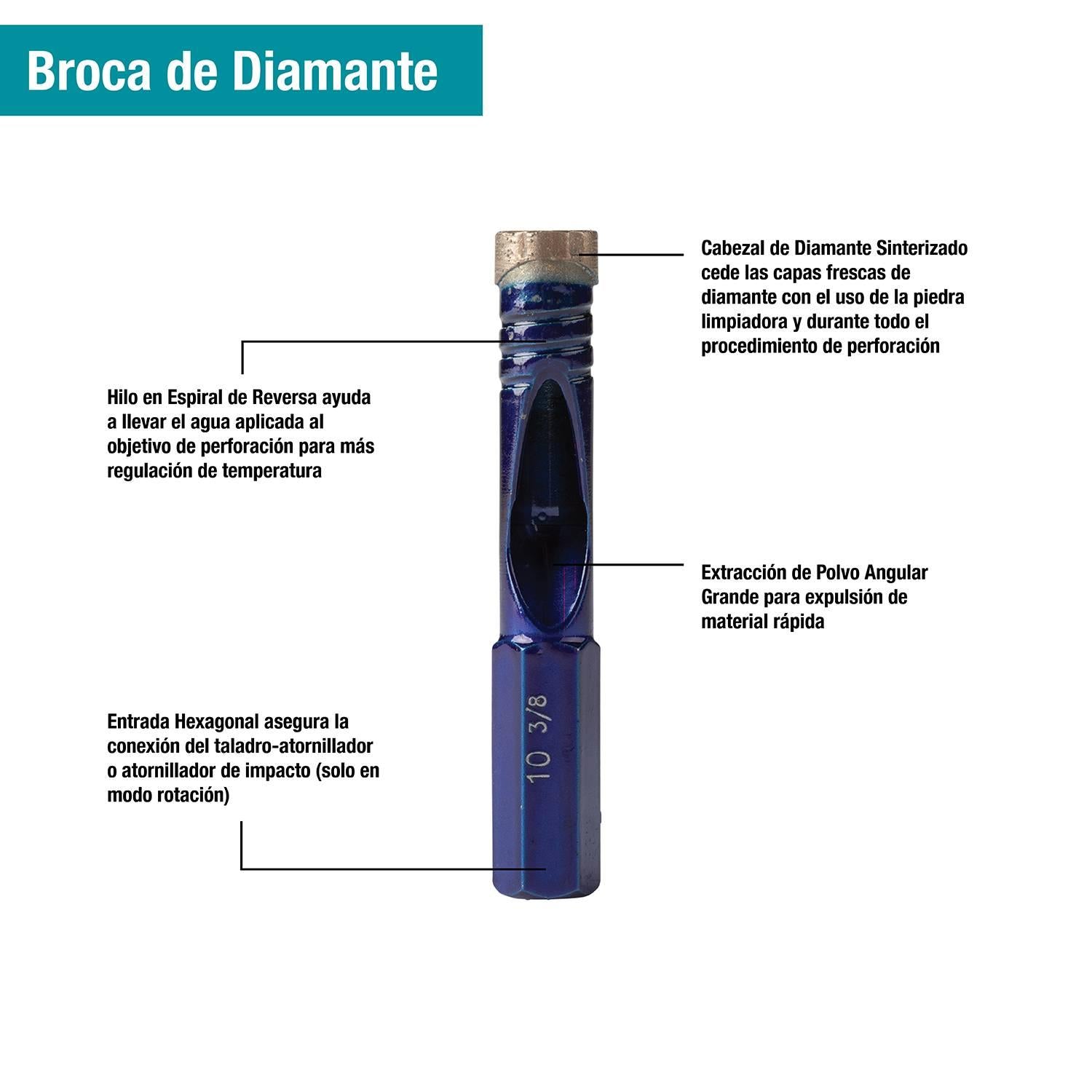 Broca Diamantada Porcelanato 8mm Vástago Hex. - Makita - Herram.cl