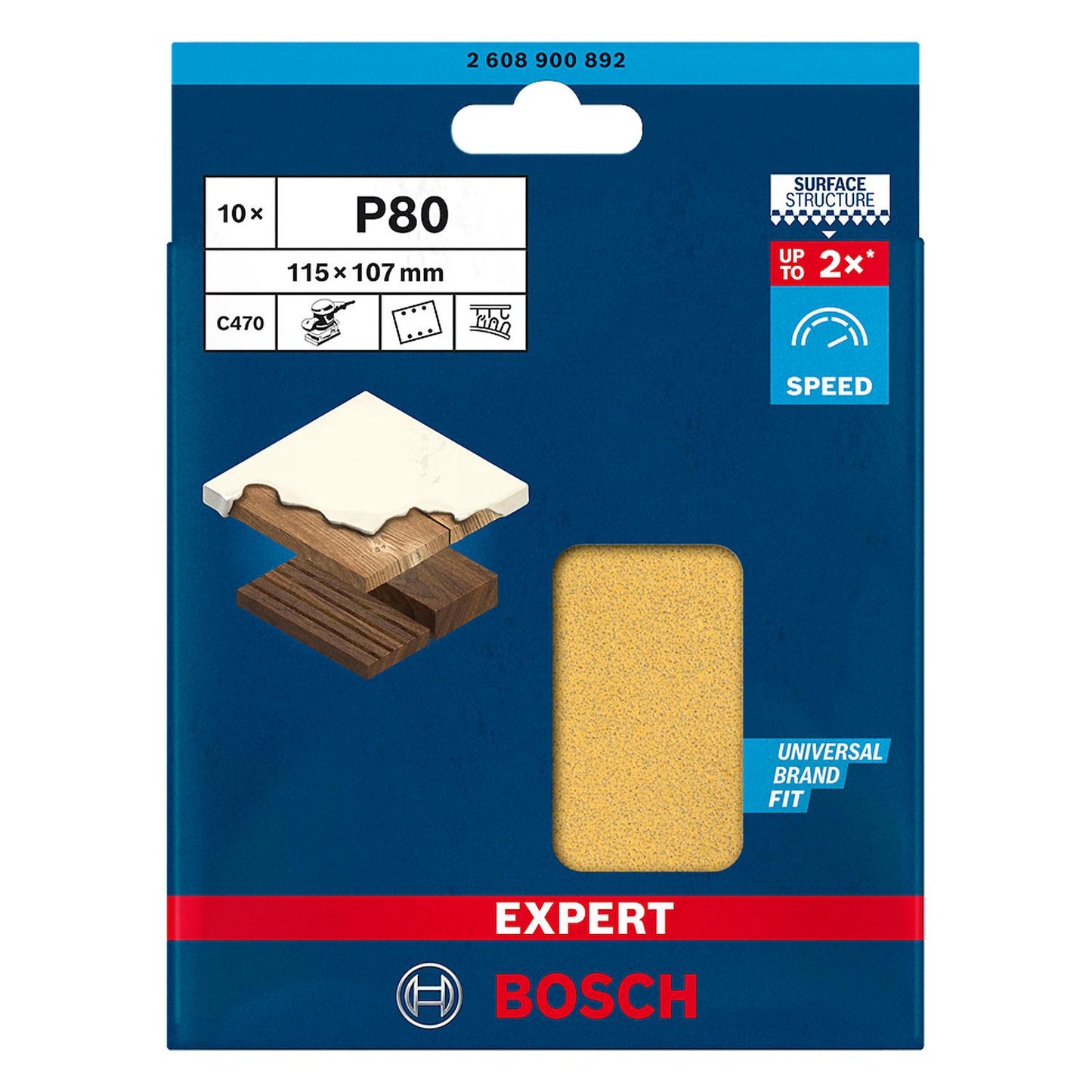 Pack 10 Hoja De Lija Con Velcro C470 115x107mm - Bosch - Herram.cl