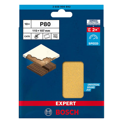Pack 10 Hoja De Lija Con Velcro C470 115x107mm - Bosch - Herram.cl