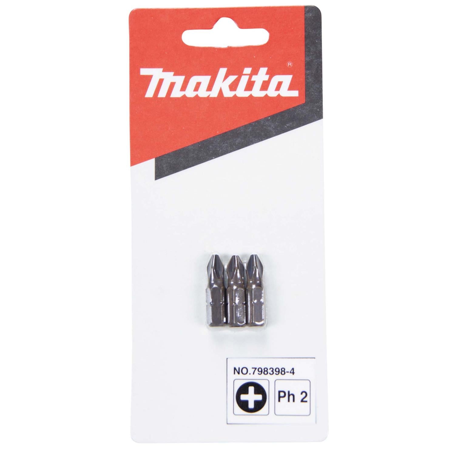 Puntas de Destornillar PH2x25mm 3 Pzas - Makita - Herram.cl