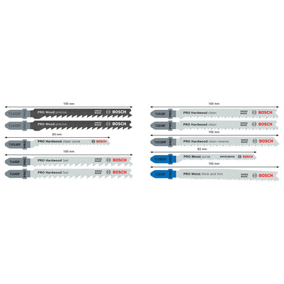 Set 10 Hojas Sierra Caladora Bosch PRO Madera y Metal - Herram.cl