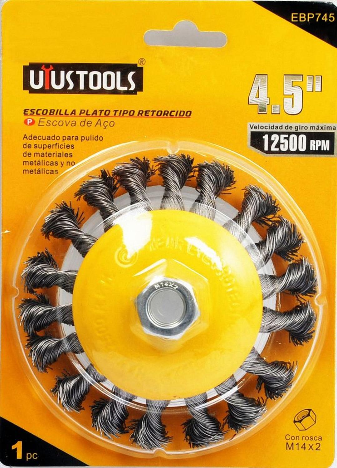 Grata Conica Trenzada 4 1/2''x0,5mm / M14 - Uyustools - Herram.cl