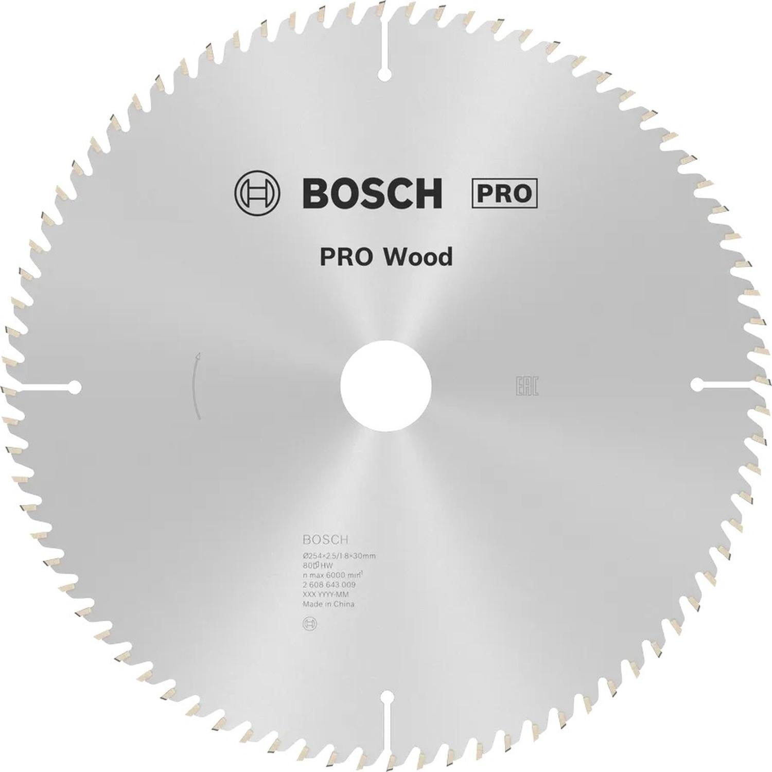 Disco De Sierra Circular PRO Wood 10''x2,5x30mm 80 D - Bosch - Herram.cl