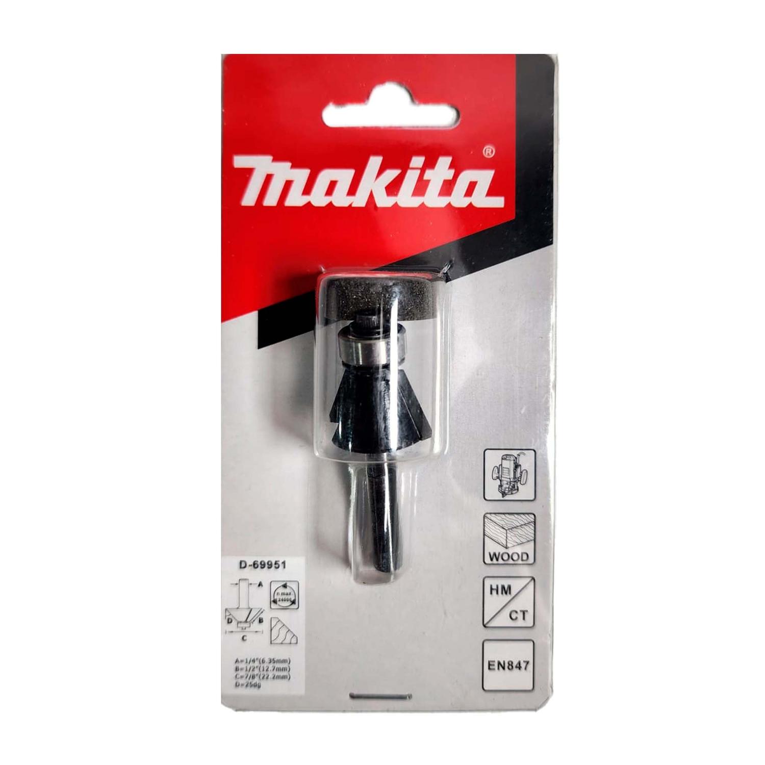 Fresa De Biselar C/Rod. 25°x7/8''x1/2'' Toma 1/4'' - Makita - Herram.cl